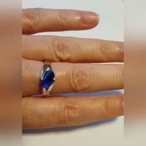 Blue CZ 18KGE size 9 ring
